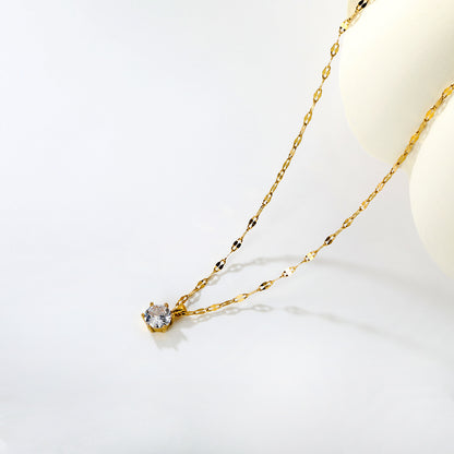 Bulk PVD Gold Solitaire Zircon Oval Link Dainty Necklace