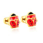12 Pairs Cute Ladybug Enamel Studs | Waterproof Gold Kids & Girl Piercing