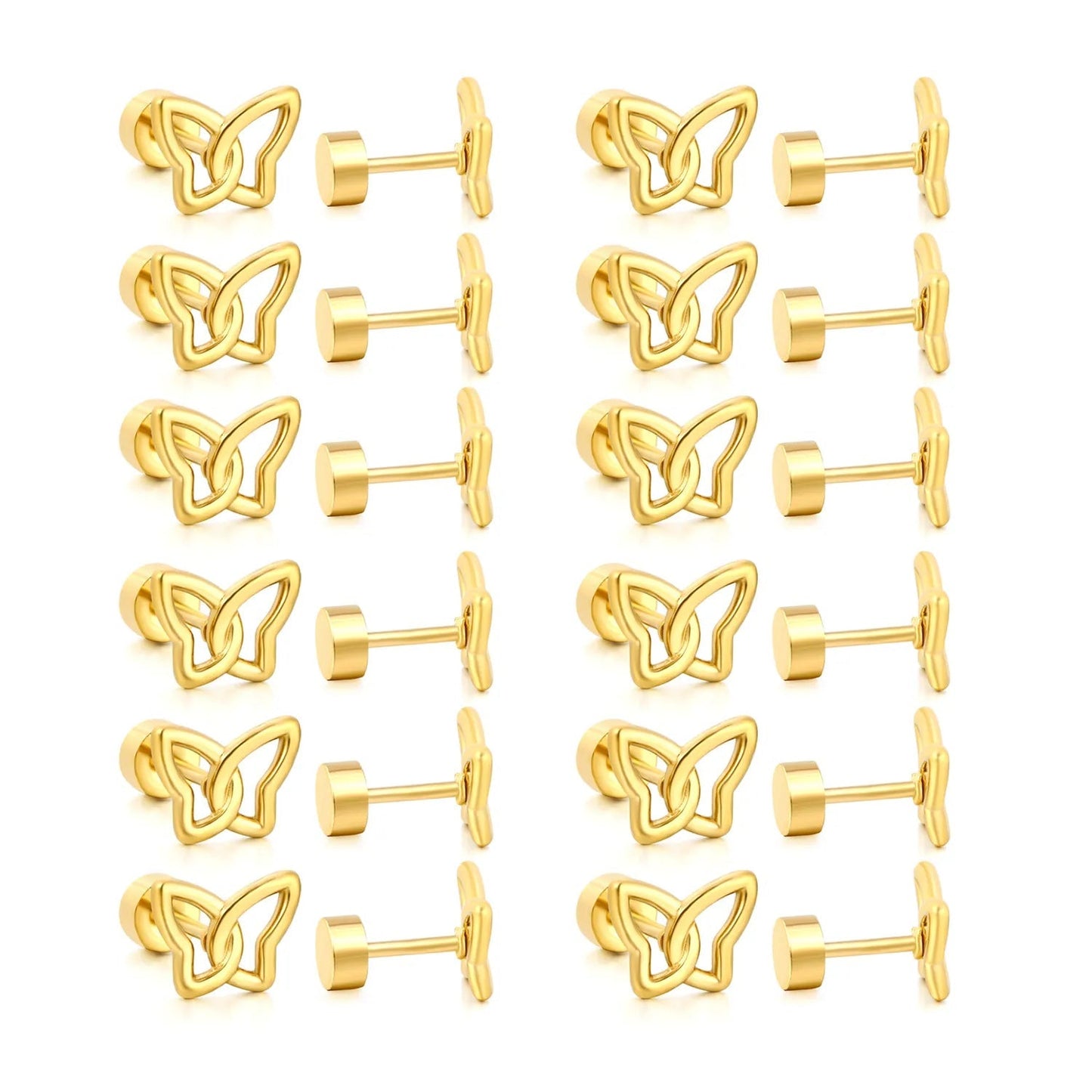 12 Pairs of Minimalist Pierced Earrings | Hypoallergenic Stainless Steel