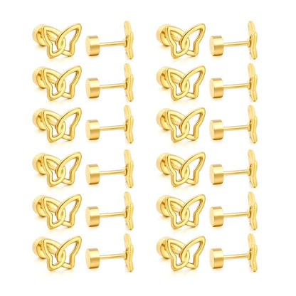 12 Pairs of Minimalist Pierced Earrings | Hypoallergenic Stainless Steel