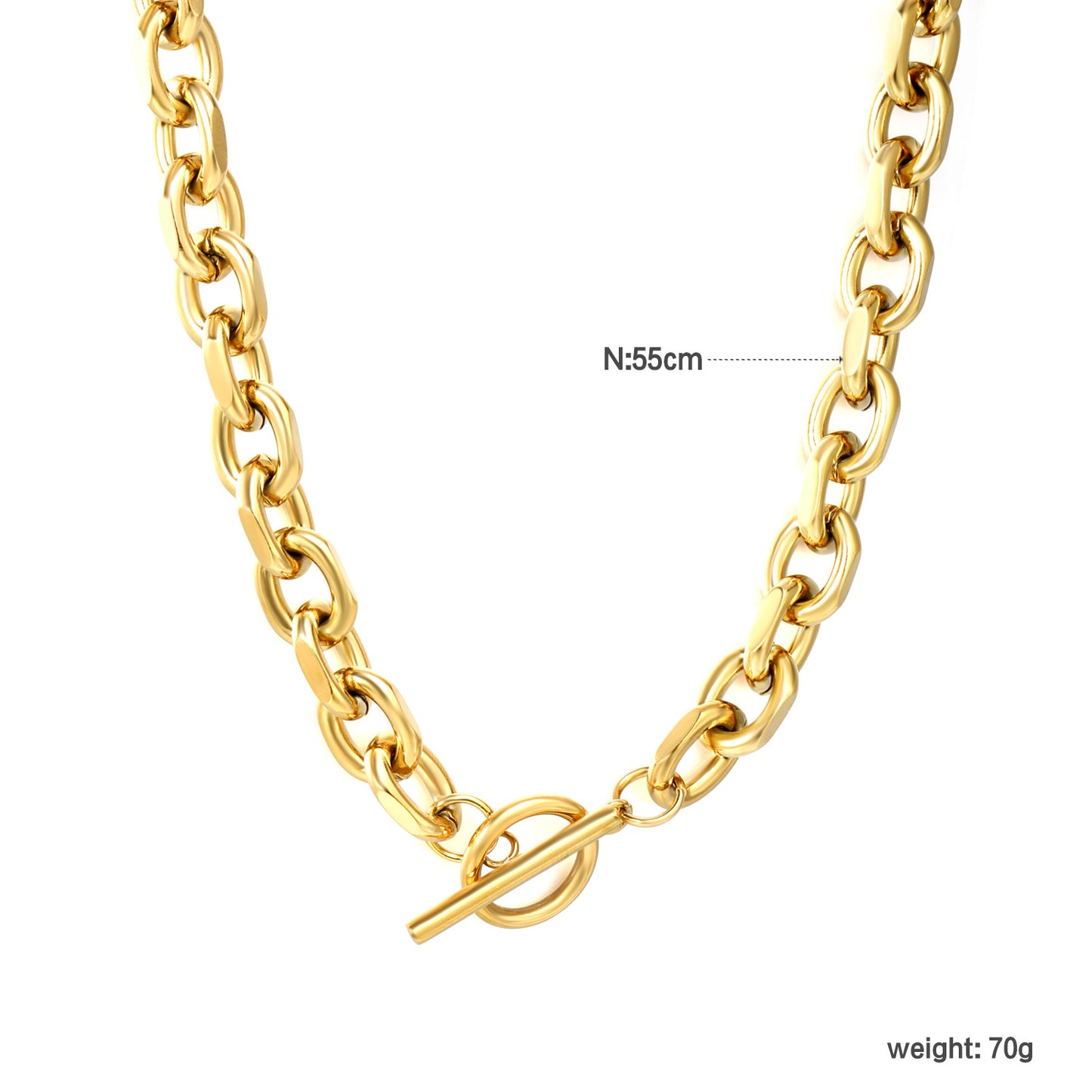 Wholesale 304L Stainless Steel Heavy OT Buckle Necklace