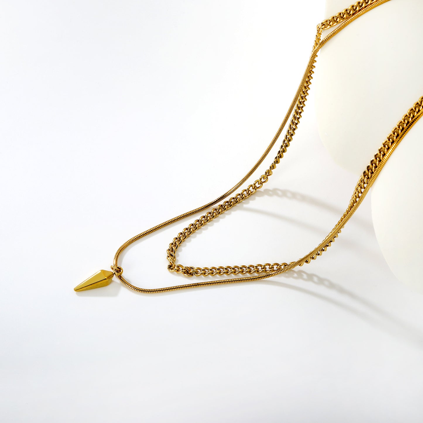 Wholesale Waterproof PVD Gold Layered Spike Cone Statement Necklace