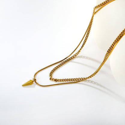 Wholesale Waterproof PVD Gold Layered Spike Cone Statement Necklace