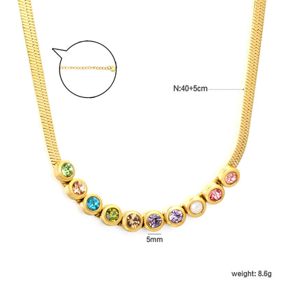 304L Stainless Steel Jewelry Factory: Rainbow Zircon Necklace