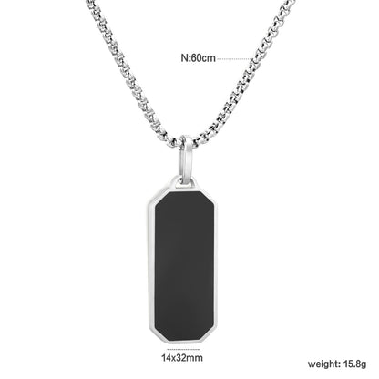Wholesale Waterproof Silver Sculpted Black Octagonal Dog Tag Necklace