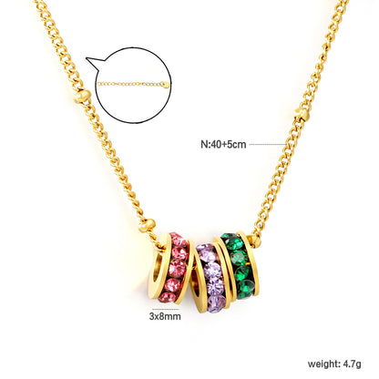 Waterproof 304L Stainless Steel Triple Zircon Necklace