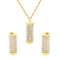 Factory Direct 304L Steel Arrow Pendant Set Hypoallergenic CZ Necklace & Earrings