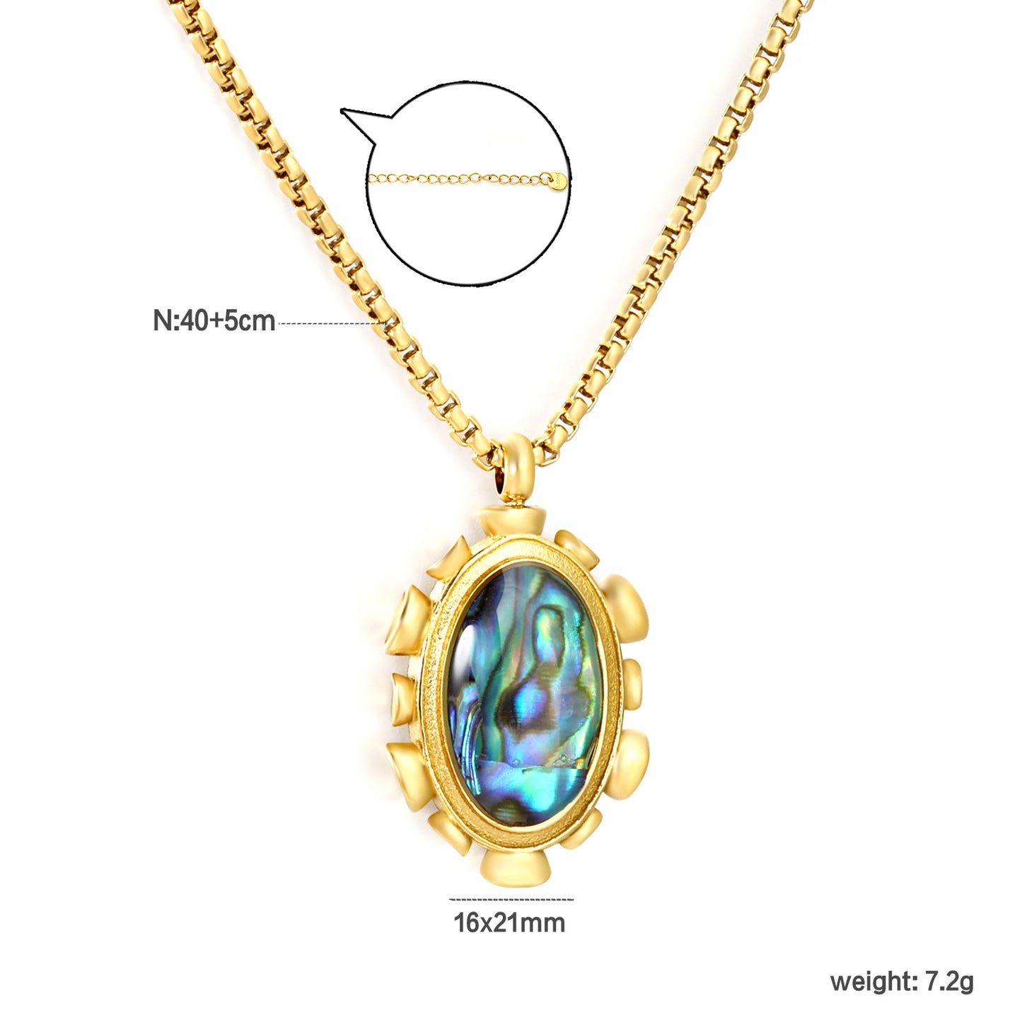304L Stainless Steel Box Chain Abalone Necklace Factory
