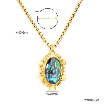 304L Stainless Steel Box Chain Abalone Necklace Factory