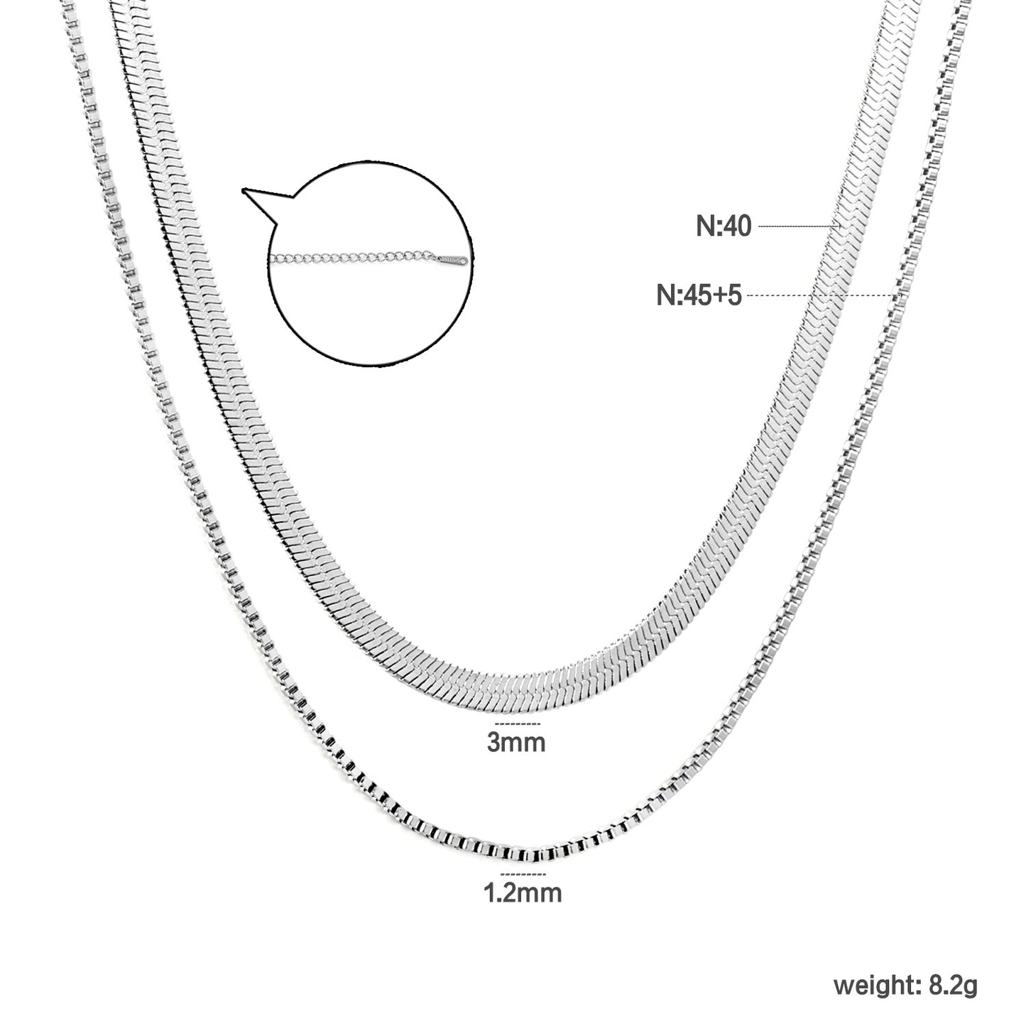 Wholesale Waterproof Silver Triple-Layered Snake Bone Chain