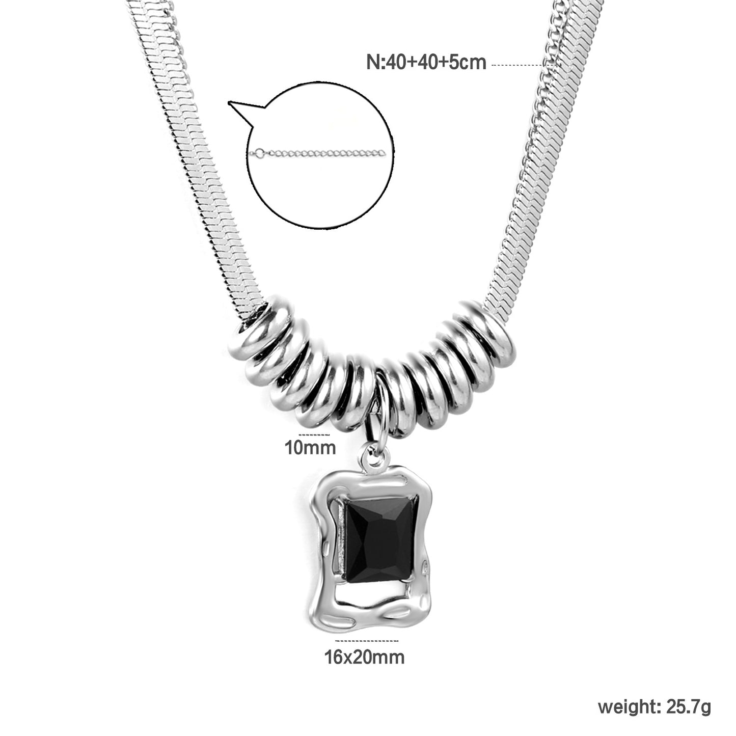 Bulk Silver Sculpted Spiral Ring & Irregular Black Onyx Necklace