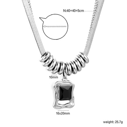 Bulk Silver Sculpted Spiral Ring & Irregular Black Onyx Necklace