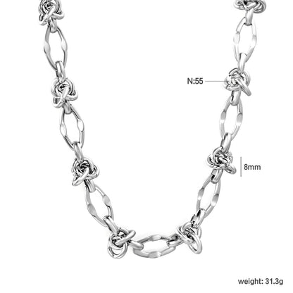 Bulk Silver Industrial Sculpted Knot & Oval Link Necklace