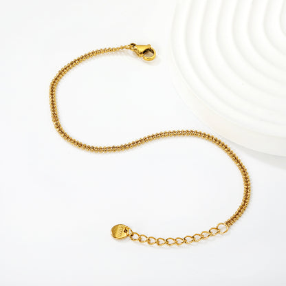 Bulk PVD Gold Minimalist Miniature Sculpted Bead Chain Bracelet
