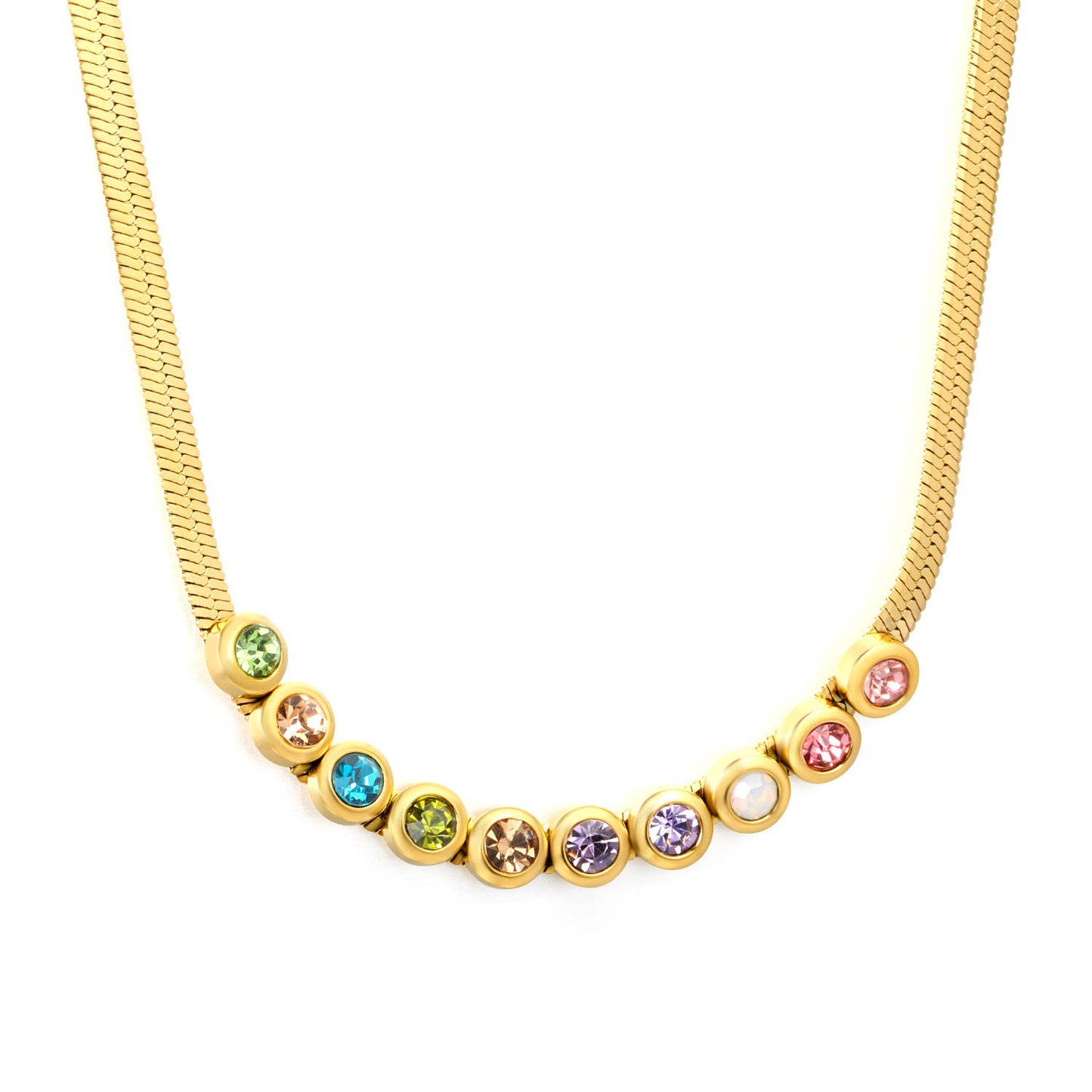 304L Stainless Steel Jewelry Factory: Rainbow Zircon Necklace
