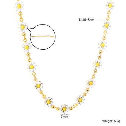 Sweet Daisy Flower Necklace Stainless Steel Non-Tarnish Hypoallergenic
