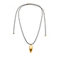 Retro Minimalist Tear-Drop Pendant on Genuine Leather Cord Waterproof