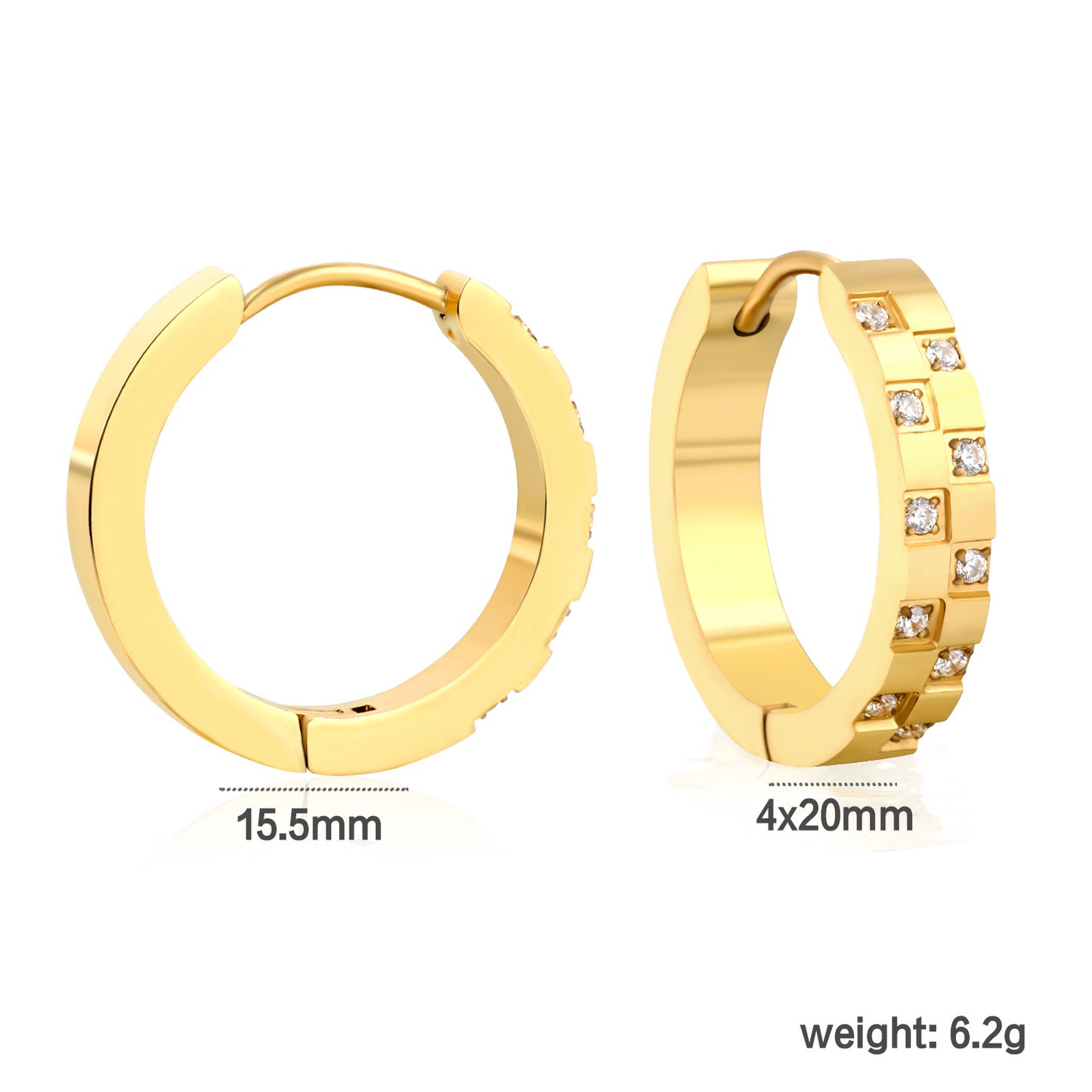 Wholesale Waterproof PVD Gold Pave CZ Eternity Circle Hoop Earrings