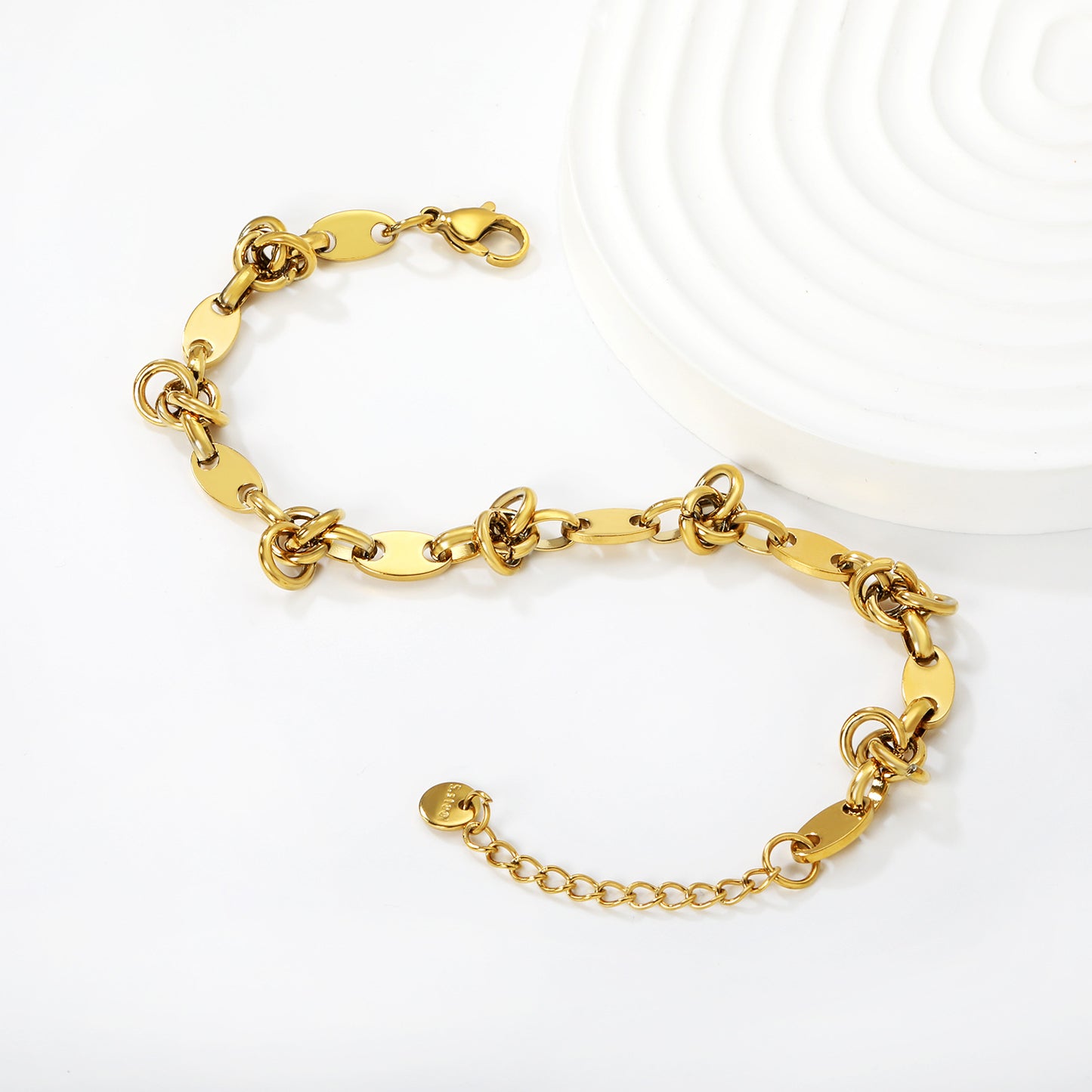 Wholesale Geometric Link Bracelet | Asymmetrical Gold Plated Statement Cuff