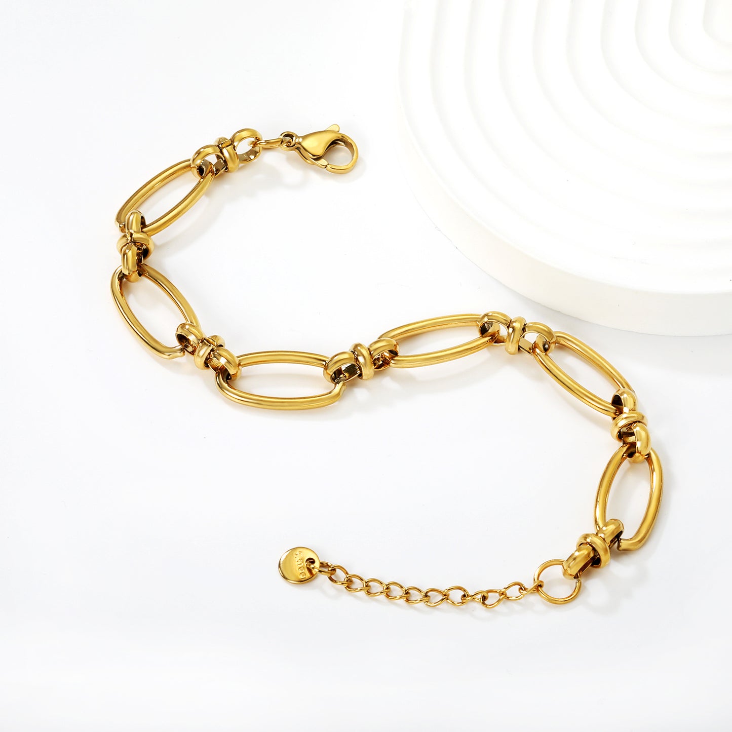 Wholesale Stainless Steel Chunky Oval Link Bracelet | Gold Plated Adjustable Cuff