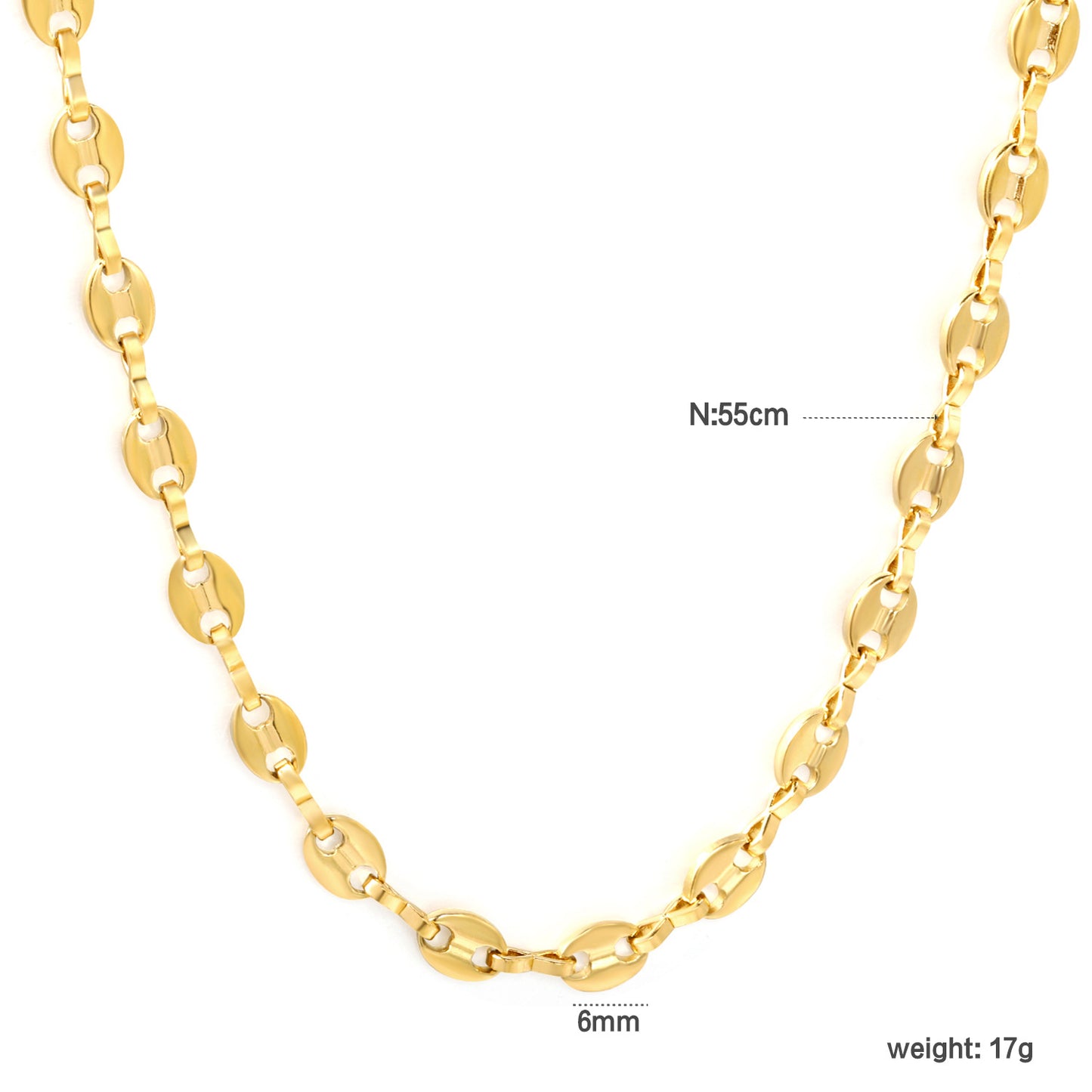 Bulk PVD Gold Minimalist Oval Link Chain Necklace Waterproof