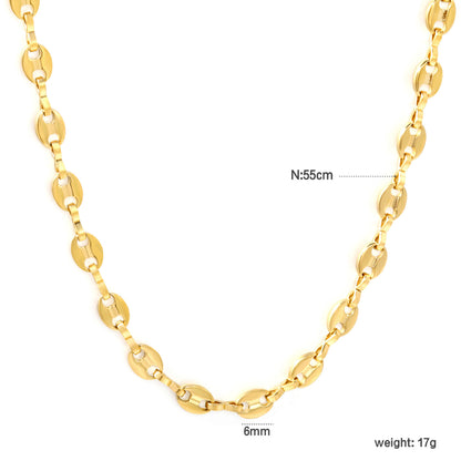 Bulk PVD Gold Minimalist Oval Link Chain Necklace Waterproof