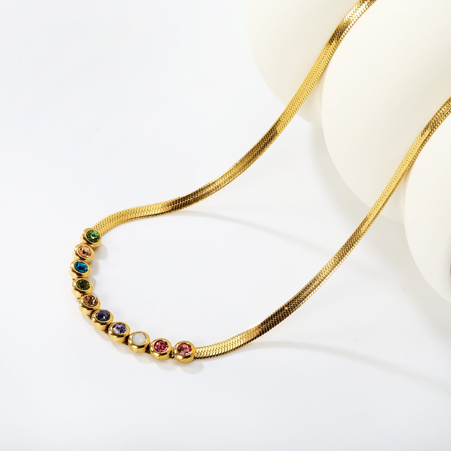 304L Stainless Steel Jewelry Factory: Rainbow Zircon Necklace