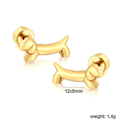 Waterproof Stainless Steel Dog Earrings | Cute Dachshund Studs
