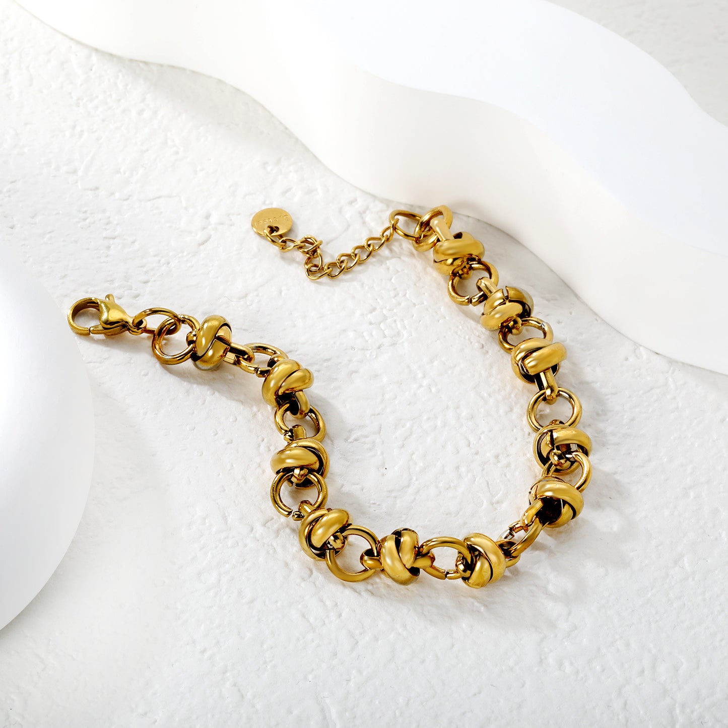 Wholesale Two-Tone Twisted Link Bracelet | Gold and Silver Adjustable Chain