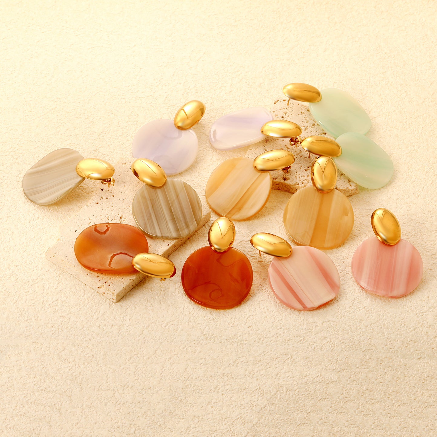 Minimalist Colorful Round Disc Earrings Stainless Steel Tarnish-Free