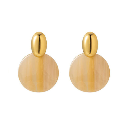 Minimalist Colorful Round Disc Earrings Stainless Steel Tarnish-Free