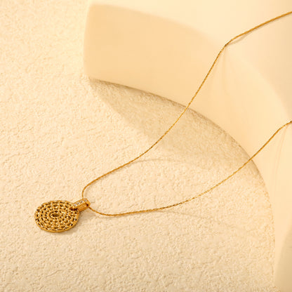 Wholesale 304L Stainless Steel Necklace Woven Oval Zircon Jewelry
