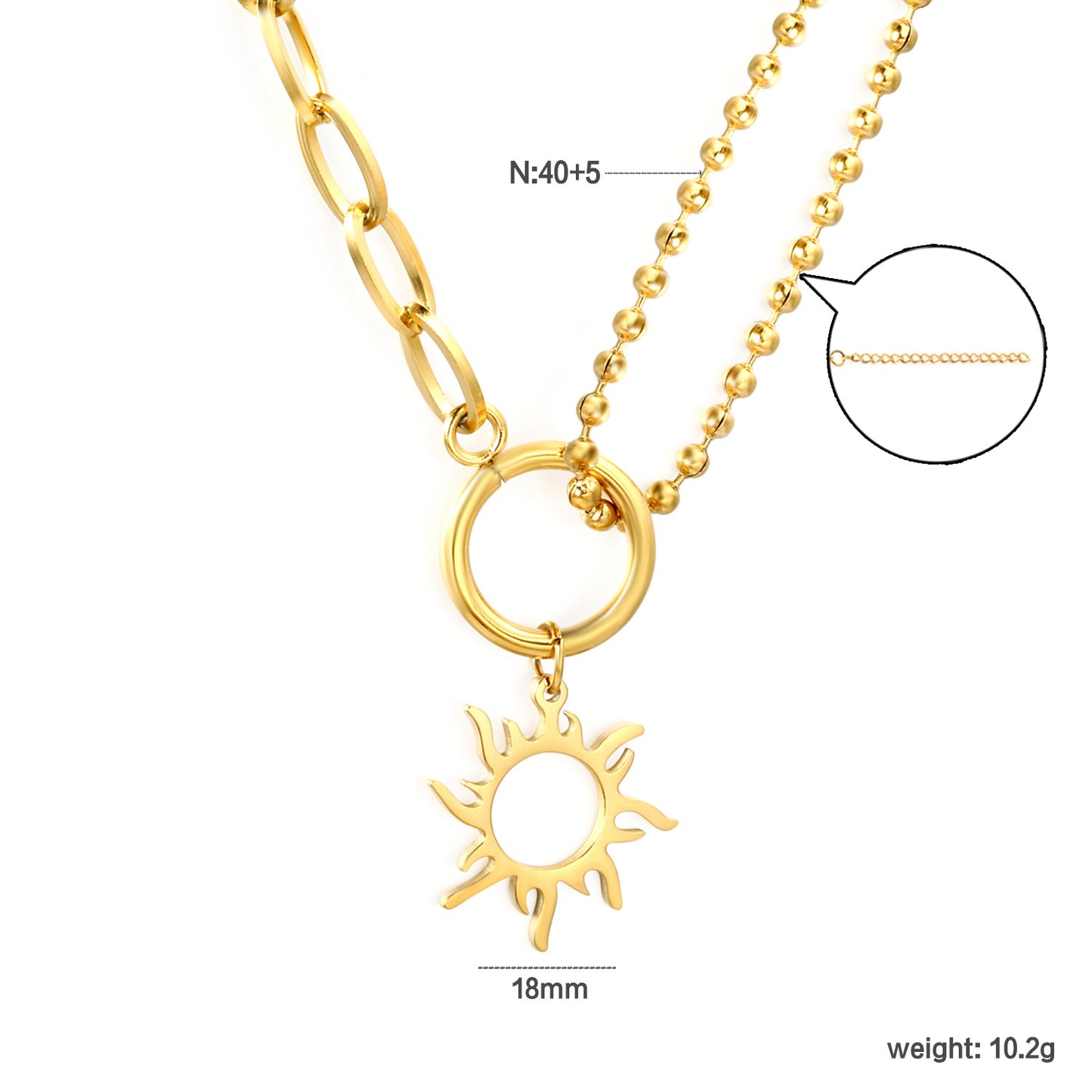 Wholesale Waterproof PVD Gold Layered Sun Silhouette Necklace