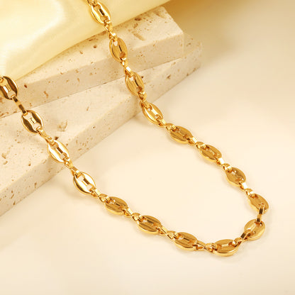 Bulk PVD Gold Minimalist Oval Link Chain Necklace Waterproof