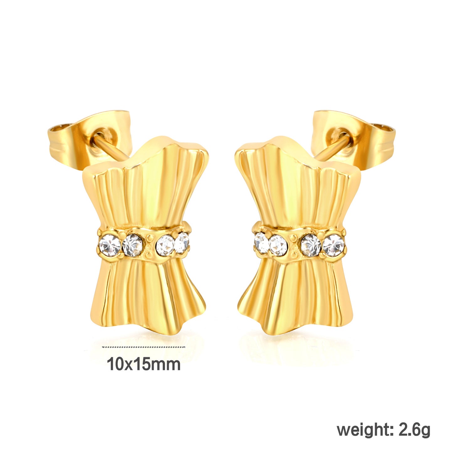 Wholesale Waterproof PVD Gold Sculpted Pleated Waistline Studs