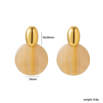 Minimalist Colorful Round Disc Earrings Stainless Steel Tarnish-Free