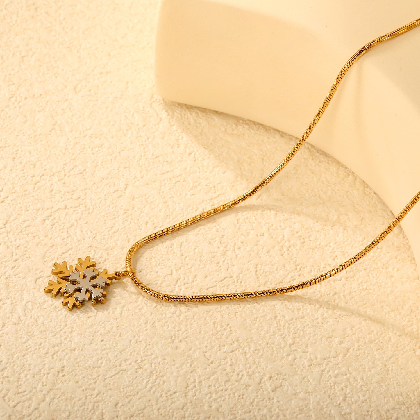 Winter 304L Stainless Steel Two-Tone Snowflake Necklace