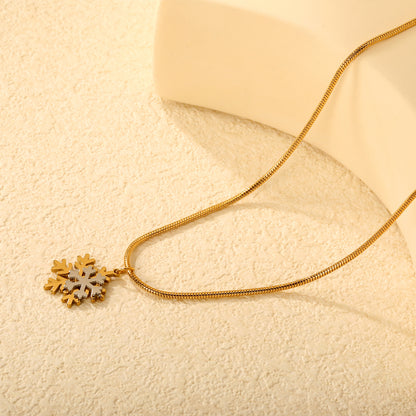 Winter 304L Stainless Steel Two-Tone Snowflake Necklace