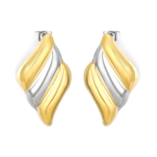 Wholesale Waterproof Two-Tone Spiral Sculpted Fluid Stud Earrings