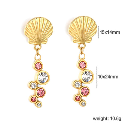 Beach-Vibe Shell Tassel Earrings Stainless Steel Non-Tarnish