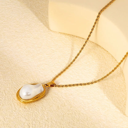 15g Heavy Baroque Pearl Stainless Steel Statement Necklace