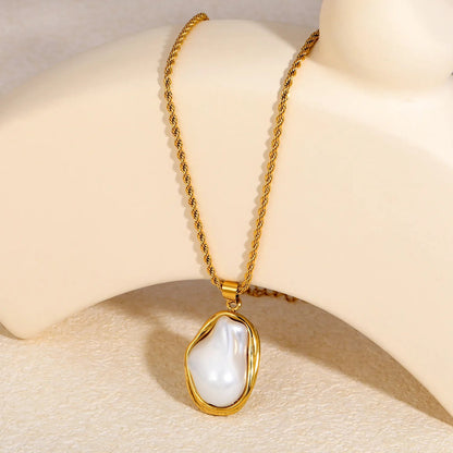 15g Heavy Baroque Pearl Stainless Steel Statement Necklace