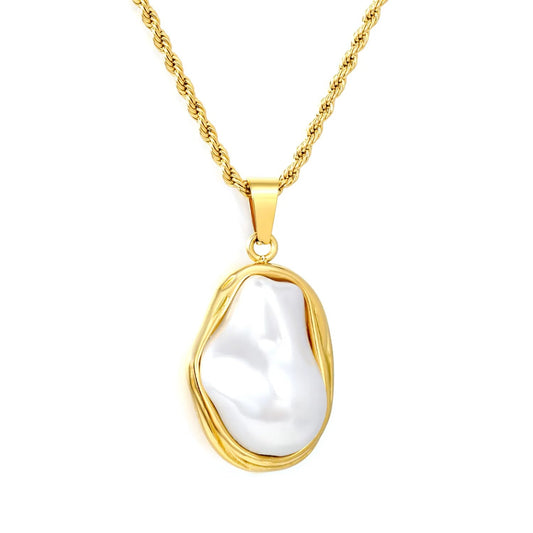 15g Heavy Baroque Pearl Stainless Steel Statement Necklace