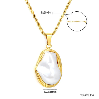 15g Heavy Baroque Pearl Stainless Steel Statement Necklace