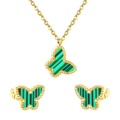 Wholesale 304L Stainless Steel Butterfly Necklace & Earrings Set