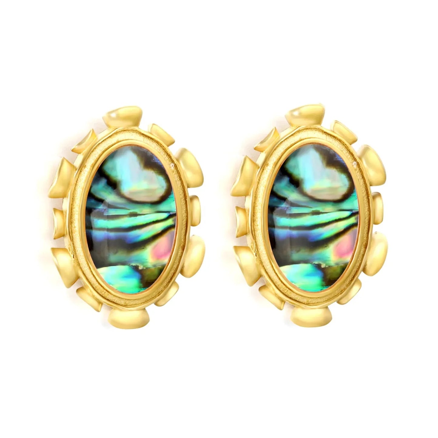 304L Stainless Steel Oval Shell Studs | Elegant Retro Gold Jewelry