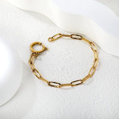 Wholesale Gold Chunky Oval Link Bracelet | Stainless Steel Adjustable Chain