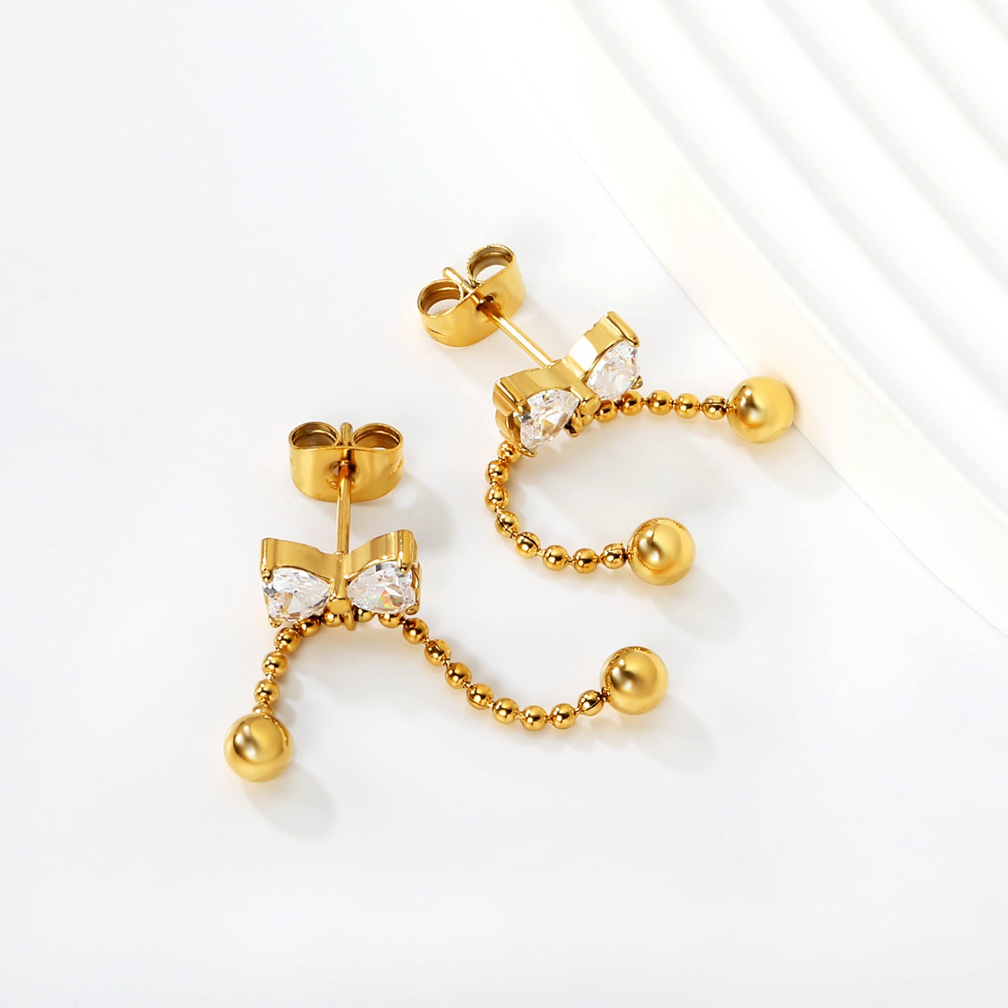 Waterproof 304L Stainless Steel Heart Earrings | Sweet Tassel Studs