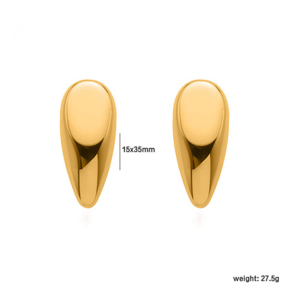 Wholesale Waterproof PVD Gold/Silver Contoured Teardrop Studs