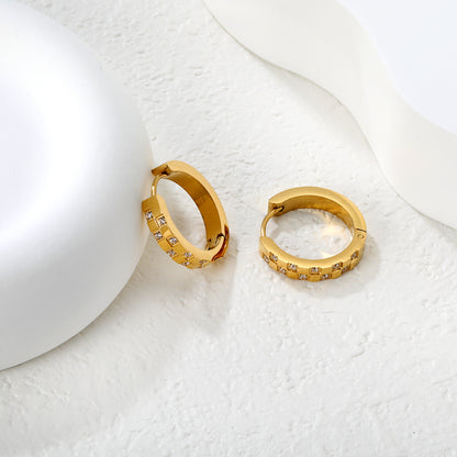 Wholesale Waterproof PVD Gold Pave CZ Eternity Circle Hoop Earrings
